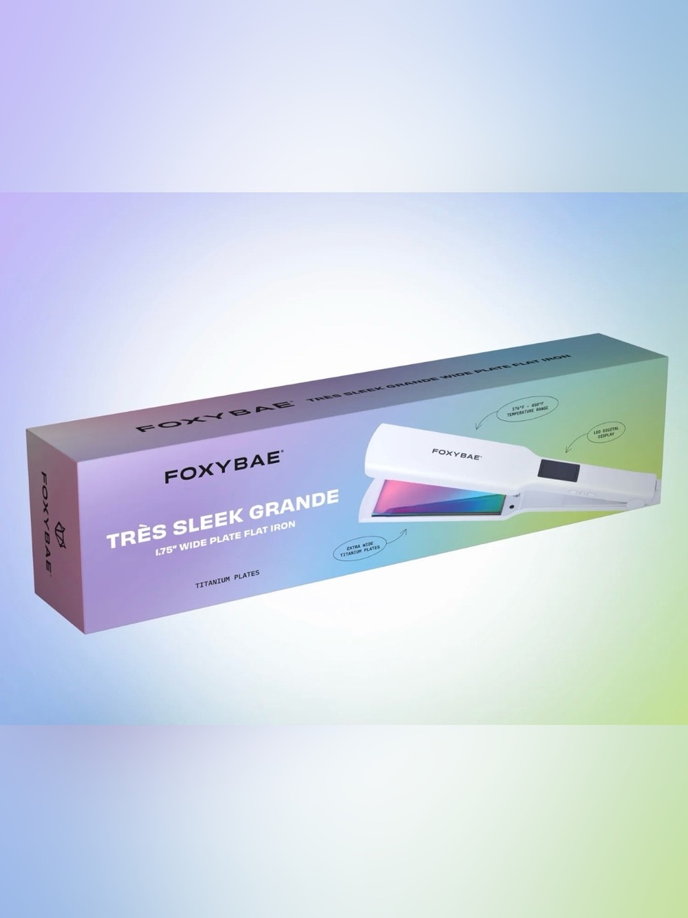 FOXYBAE Très Sleek Grande 1.75" Wide Plate Flat Iron - White